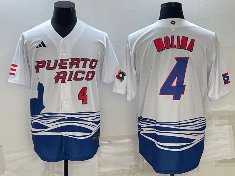 Men 2023 World Cub #4 Molina White MLB Jersey5